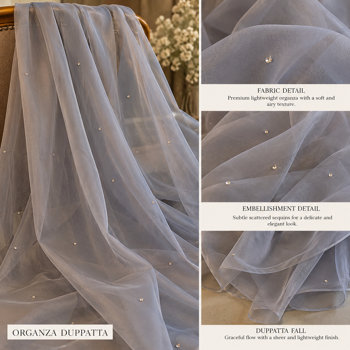 Ice blue silk 3pc